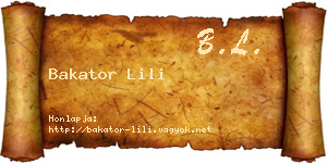 Bakator Lili névjegykártya